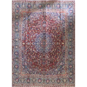 One Of The Kind Hand-Knotted Persian Wool Rug _ Luxurious Vintage Design, 12'0" x 9'1", Artisan
