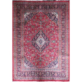 One Of The Kind Hand-Knotted Persian Wool Rug _ Luxurious Vintage Design, 9'4" x 6'5", Artisan