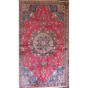 One Of The Kind Hand-Knotted Persian Wool Rug _ Luxurious Vintage Design, 9'2" x 5'5", Artisan