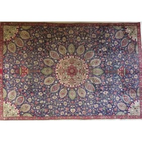 One Of The Kind Hand-Knotted Persian Wool Rug _ Luxurious Vintage Design, 7'3" x 3'7", Artisan