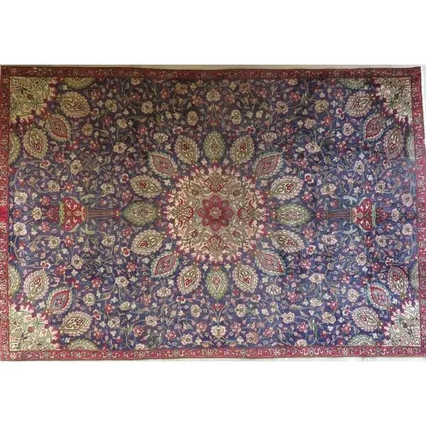 One Of The Kind Hand-Knotted Persian Wool Rug _ Luxurious Vintage Design, 7'3" x 3'7", Artisan: Hand-Knotted Persian Wool Rug _ Luxurious Vintage Design, 7'3" x 3'7", Artisan Crafted, Authentic hand-knotted traditional antique vintage Persian rugs, in excellent vintage condition with over 60 yea