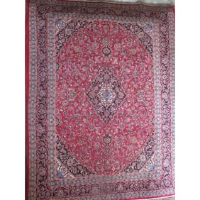 One Of The Kind Hand-Knotted Persian Wool Rug _ Luxurious Vintage Design, 12'8" x 9'3", Artisan