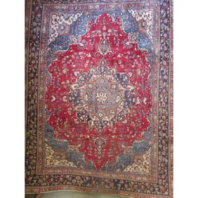 One Of The Kind Hand-Knotted Persian Wool Rug _ Luxurious Vintage Design, 12'6" x 9'5", Artisan