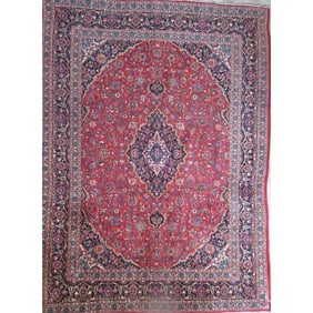 One Of The Kind Hand-Knotted Persian Wool Rug _ Luxurious Vintage Design, 12'10" x 9'9", Artisan