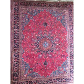 One Of The Kind Hand-Knotted Persian Wool Rug _ Luxurious Vintage Design, 12'10" x 9'6", Artisan