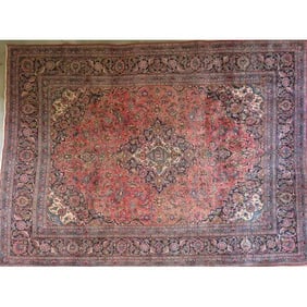 One Of The Kind Hand-Knotted Persian Wool Rug _ Luxurious Vintage Design, 12'10" x 9'0", Artisan