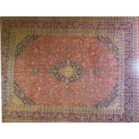 One Of The Kind Hand-Knotted Persian Wool Rug _ Luxurious Vintage Design, 11'2" x 8'0", Artisan