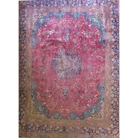 One Of The Kind Hand-Knotted Persian Wool Rug _ Luxurious Vintage Design, 12'2" x 9'9", Artisan