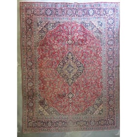 One Of The Kind Hand-Knotted Persian Wool Rug _ Luxurious Vintage Design, 11'1" x 8'4", Artisan