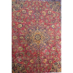 One Of The Kind Hand-Knotted Persian Wool Rug _ Luxurious Vintage Design, 10'10" x 7'2", Artisan