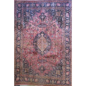 One Of The Kind Hand-Knotted Persian Wool Rug _ Luxurious Vintage Design, 9'11" x 7'4", Artisan