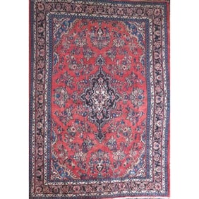 One Of The Kind Hand-Knotted Persian Wool Rug _ Luxurious Vintage Design, 8'8" x 7'5", Artisan
