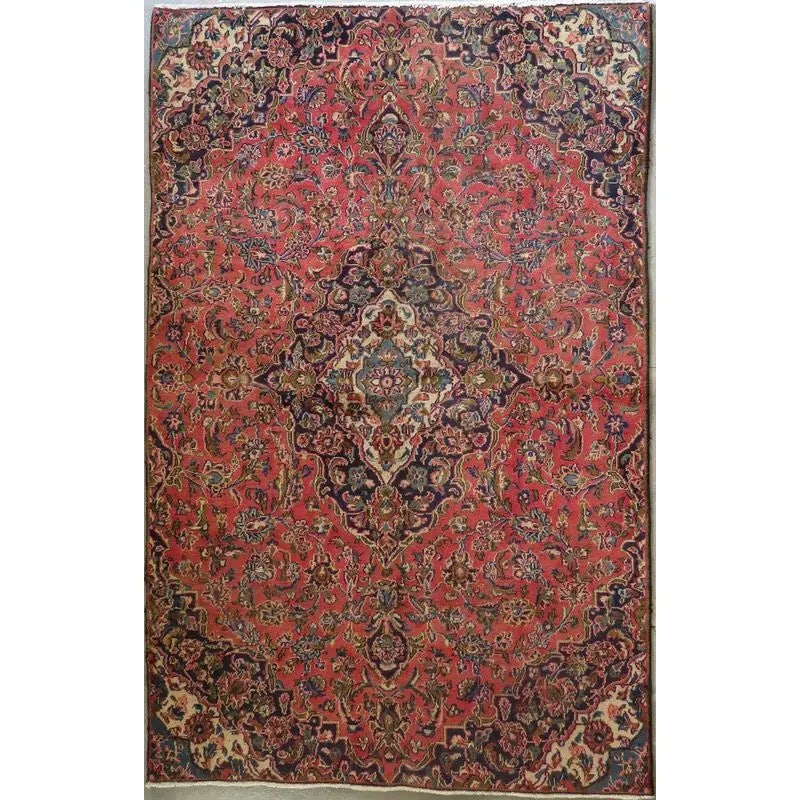 One Of The Kind Hand-Knotted Persian Wool Rug _ Luxurious Vintage Design, 7'3" x 4'9", Artisan: Hand-Knotted Persian Wool Rug _ Luxurious Vintage Design, 7'3" x 4'9", Artisan Crafted, Authentic hand-knotted traditional antique vintage Persian rugs, in excellent vintage condition with over 60 yea