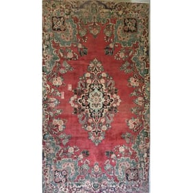One Of The Kind Hand-Knotted Persian Wool Rug _ Luxurious Vintage Design, 9'2" x 5'6", Artisan