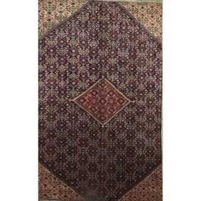 One Of The Kind Hand-Knotted Persian Wool Rug _ Luxurious Vintage Design, 8'11" x 5'3", Artisan