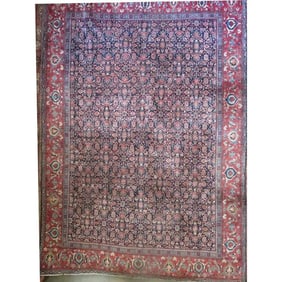 One Of The Kind Hand-Knotted Persian Wool Rug _ Luxurious Vintage Design, 12'8" x 9'7", Artisan