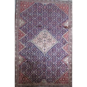 One Of The Kind Hand-Knotted Persian Wool Rug _ Luxurious Vintage Design, 10'2" x 6'8", Artisan