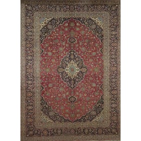 One Of The Kind Hand-Knotted Persian Wool Rug _ Luxurious Vintage Design, 10'2" x 4'7", Artisan