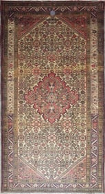 One Of The Kind Hand-Knotted Persian Wool Rug _ Luxurious Vintage Design, 9'9" x 5'3", Artisan