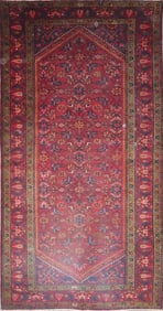 One Of The Kind Hand-Knotted Persian Wool Rug _ Luxurious Vintage Design, 9'8" x 5'1", Artisan