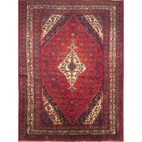 One Of The Kind Hand-Knotted Persian Wool Rug _ Luxurious Vintage Design, 9'7" x 6'8", Artisan