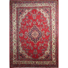 One Of The Kind Hand-Knotted Persian Wool Rug _ Luxurious Vintage Design, 9'7" x 6'10", Artisan