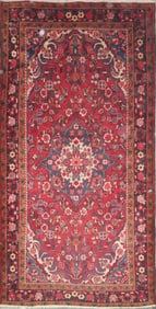 One Of The Kind Hand-Knotted Persian Wool Rug _ Luxurious Vintage Design, 9'7" x 5'0", Artisan