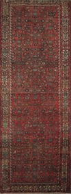One Of The Kind Hand-Knotted Persian Wool Rug _ Luxurious Vintage Design, 9'7" x 3'5", Artisan