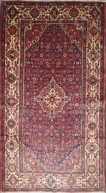 One Of The Kind Hand-Knotted Persian Wool Rug _ Luxurious Vintage Design, 9'6" x 5'4", Artisan