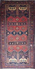 One Of The Kind Hand-Knotted Persian Wool Rug _ Luxurious Vintage Design, 9'6" x 5'1", Artisan