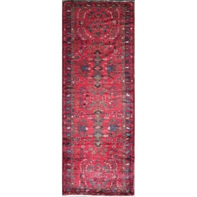 One Of The Kind Hand-Knotted Persian Wool Rug _ Luxurious Vintage Design, 9'6" x 3'5", Artisan