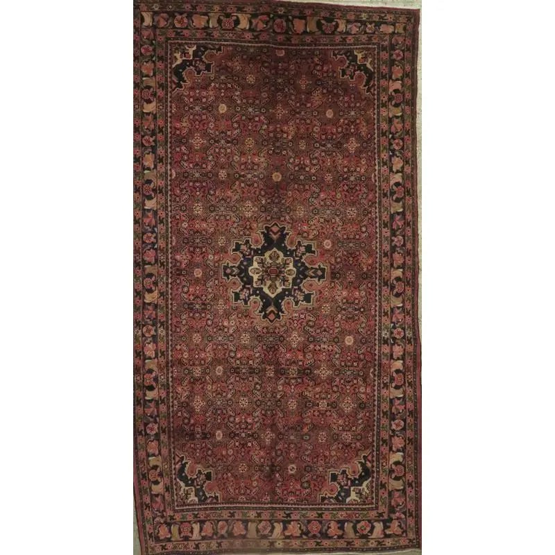 One Of The Kind Hand-Knotted Persian Wool Rug _ Luxurious Vintage Design, 9'6" x 5'3", Artisan: Hand-Knotted Persian Wool Rug _ Luxurious Vintage Design, 9'6" x 5'3", Artisan Crafted, Authentic hand-knotted traditional antique vintage Persian rugs, in excellent vintage condition with over 60 yea