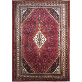 One Of The Kind Hand-Knotted Persian Wool Rug _ Luxurious Vintage Design, 9'5" x 6'6", Artisan