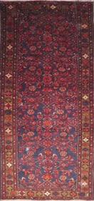 One Of The Kind Hand-Knotted Persian Wool Rug _ Luxurious Vintage Design, 9'5" x 4'4", Artisan