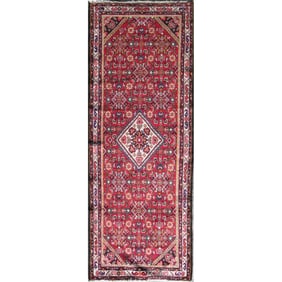 One Of The Kind Hand-Knotted Persian Wool Rug _ Luxurious Vintage Design, 9'5" x 3'4", Artisan