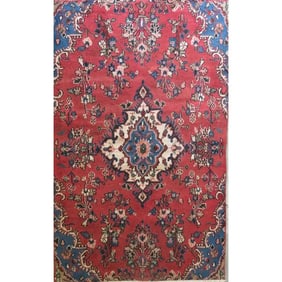 One Of The Kind Hand-Knotted Persian Wool Rug _ Luxurious Vintage Design, 9'5" x 6'1", Artisan
