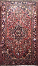 One Of The Kind Hand-Knotted Persian Wool Rug _ Luxurious Vintage Design, 9'4" x 5'2", Artisan