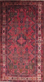One Of The Kind Hand-Knotted Persian Wool Rug _ Luxurious Vintage Design, 9'4" x 4'9", Artisan