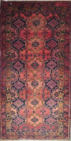 One Of The Kind Hand-Knotted Persian Wool Rug _ Luxurious Vintage Design, 9'4" x 4'8", Artisan