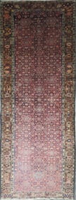 One Of The Kind Hand-Knotted Persian Wool Rug _ Luxurious Vintage Design, 9'4" x 4'7", Artisan
