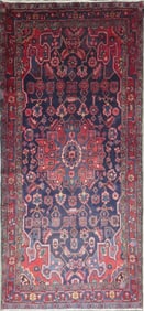 One Of The Kind Hand-Knotted Persian Wool Rug _ Luxurious Vintage Design, 9'4" x 4'4", Artisan