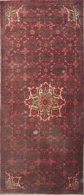One Of The Kind Hand-Knotted Persian Wool Rug _ Luxurious Vintage Design, 9'4" x 3'0", Artisan