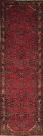 One Of The Kind Hand-Knotted Persian Wool Rug _ Luxurious Vintage Design, 9'4" x 2'5", Artisan