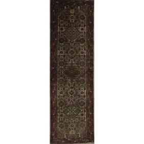 One Of The Kind Hand-Knotted Persian Wool Rug _ Luxurious Vintage Design, 9'4" x 2'5", Artisan
