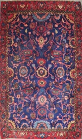 One Of The Kind Hand-Knotted Persian Wool Rug _ Luxurious Vintage Design, 9'3" x 5'2", Artisan