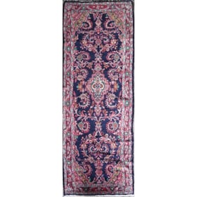 One Of The Kind Hand-Knotted Persian Wool Rug _ Luxurious Vintage Design, 9'3' x 3'2", Artisan
