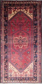 One Of The Kind Hand-Knotted Persian Wool Rug _ Luxurious Vintage Design, 9'3" x 4'7", Artisan