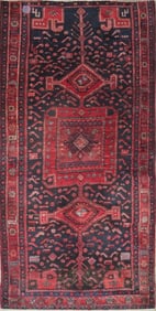 One Of The Kind Hand-Knotted Persian Wool Rug _ Luxurious Vintage Design, 9'3" x 4'7", Artisan