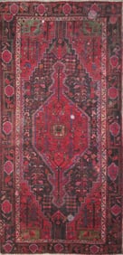 One Of The Kind Hand-Knotted Persian Wool Rug _ Luxurious Vintage Design, 9'3" x 4'5", Artisan