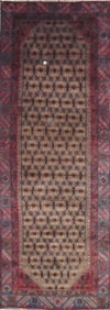 One Of The Kind Hand-Knotted Persian Wool Rug _ Luxurious Vintage Design, 9'3" x 3'1", Artisan
